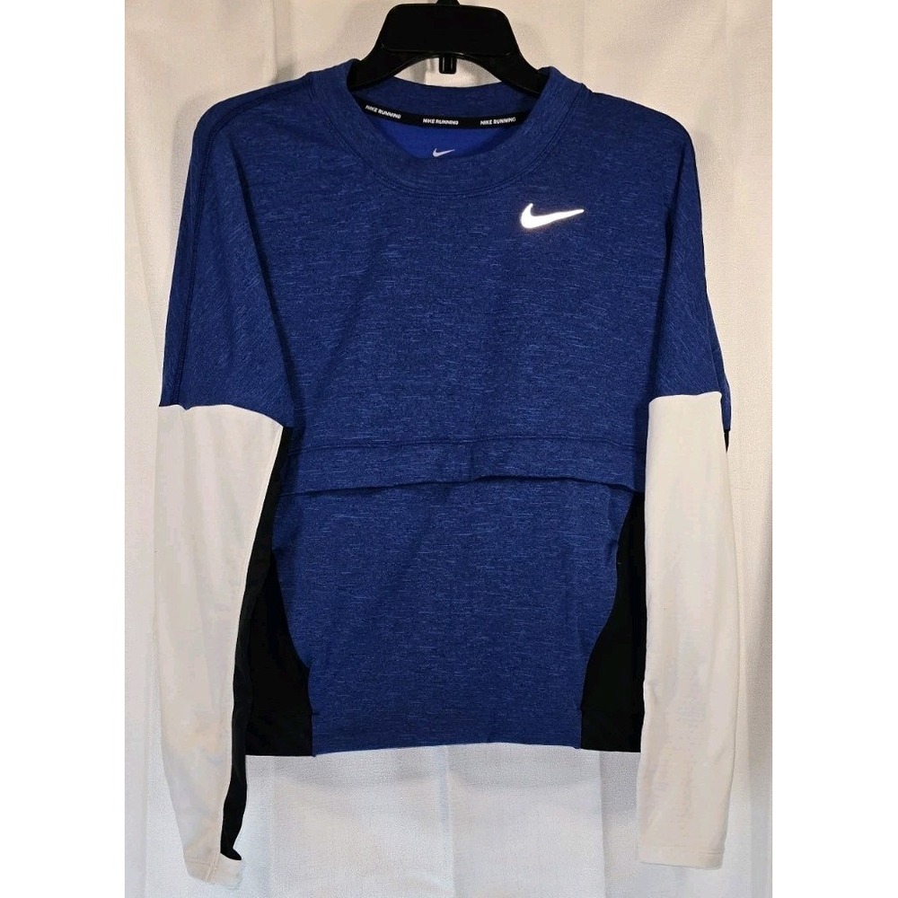Nike Running Dri-FIT Blue Heather Long Sleeve Training Shirt AJ8671-492 Mens S